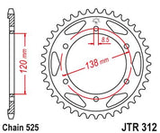 JT Sprockets Rear Steel Sprocket 40 Tooth 40T 525 Chain JTR312.40