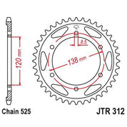JT Sprockets Rear Steel Sprocket 40 Tooth 40T 525 Chain JTR312.40