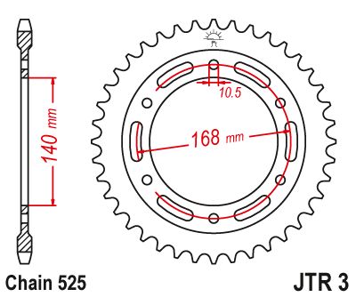 JT Sprockets Rear Steel Sprocket 41 Tooth 41T 525 Chain JTR3.41