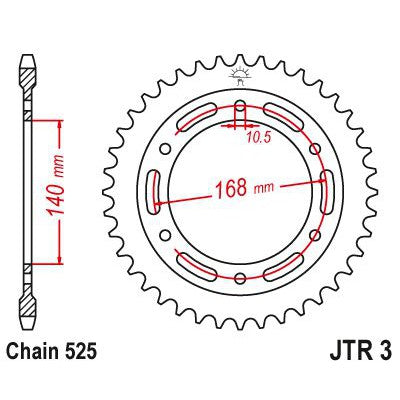 JT Sprockets Rear Steel Sprocket 41 Tooth 41T 525 Chain JTR3.41