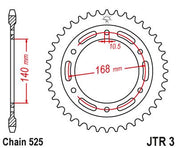 JT Sprockets Rear Steel Sprocket 42 Tooth 42T 525 Chain JTR3.42