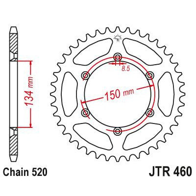 JT Sprockets Rear Steel Sprocket SC 48 Tooth 48T 520 Chain JTR460.48SC