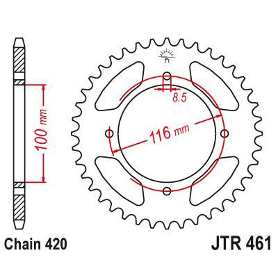 JT Sprockets Rear Steel Sprocket 48 Tooth 48T 420 Chain JTR461.48