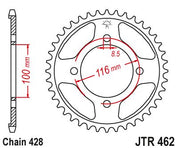 JT Sprockets Rear Steel Sprocket 52 Tooth 52T 428 Chain JTR462.52