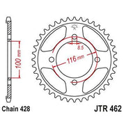 JT Sprockets Rear Steel Sprocket 51 Tooth 51T 428 Chain For Kawasaki KX100 C2 1999 JTR462.51