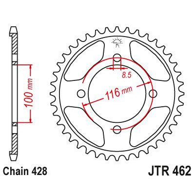 JT Sprockets Rear Steel Sprocket 49 Tooth 49T 428 Chain JTR462.49