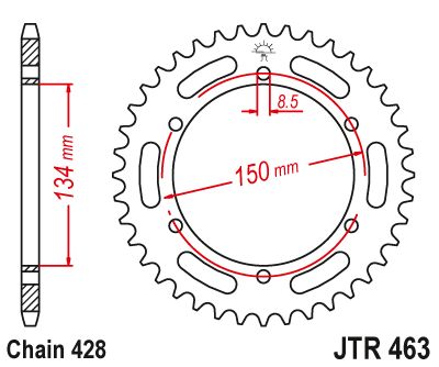 JT Sprockets Rear Steel Sprocket 48 Tooth 48T 428 Chain JTR463.48