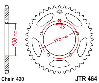 JT Sprockets Rear Steel Sprocket 50 Tooth 50T 420 Chain JTR464.50