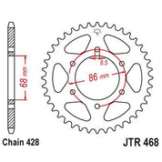 JT Sprockets Rear Steel Sprocket 46 Tooth 46T 428 Chain JTR468.46