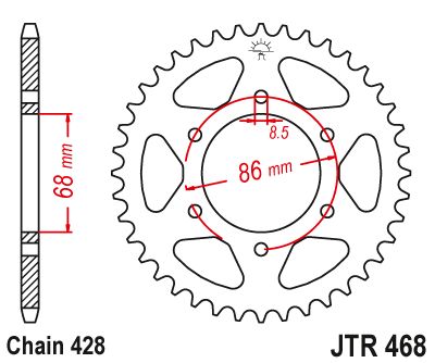 JT Sprockets Rear Steel Sprocket 46 Tooth 46T 428 Chain JTR468.46