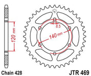 JT Sprockets Rear Steel Sprocket 44 Tooth 44T 428 Chain JTR469.44