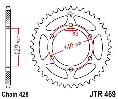 JT Sprockets Rear Steel Sprocket 44 Tooth 44T 428 Chain JTR469.44