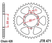 JT Sprockets Rear Steel Sprocket 50 Tooth 50T 428 Chain JTR471.50