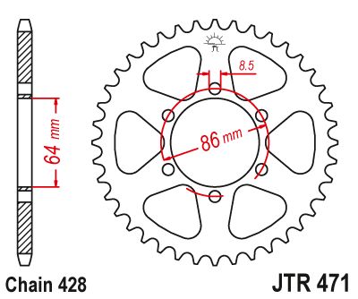 JT Sprockets Rear Steel Sprocket 50 Tooth 50T 428 Chain JTR471.50