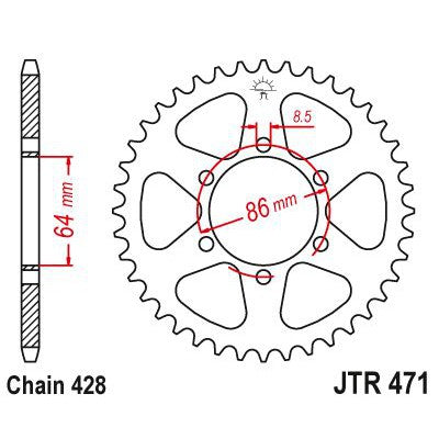 JT Sprockets Rear Steel Sprocket 50 Tooth 50T 428 Chain JTR471.50