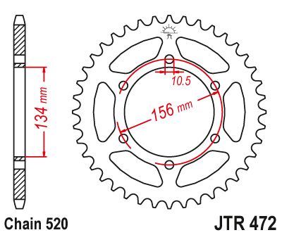 JT Sprockets Rear Steel Sprocket 40 Tooth 40T 520 Chain For Kawasaki KR250 B2 (KR1) 1989 JTR472.40