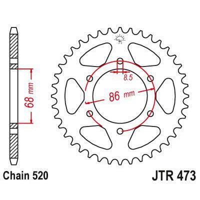 JT Sprockets Rear Steel Sprocket 37 Tooth 37T 520 Chain JTR473.37