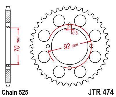 JT Sprockets Rear Steel Sprocket 48 Tooth 48T 525 Chain JTR474.48