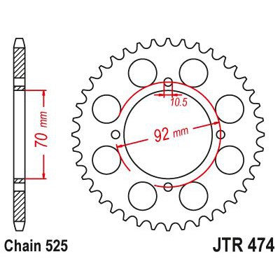 JT Sprockets Rear Steel Sprocket 48 Tooth 48T 525 Chain JTR474.48