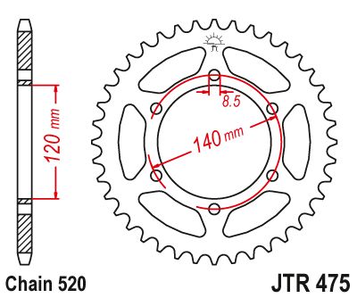 JT Sprockets Rear Steel Sprocket 40 Tooth 40T 520 Chain JTR475.40