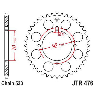 JT Sprockets Rear Steel Sprocket 45 Tooth 45T 530 Chain JTR476.45