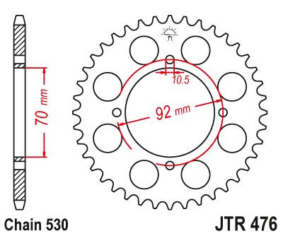 JT Sprockets Rear Steel Sprocket 45 Tooth 45T 530 Chain For Kawasaki Z400 ABS B1-B2,G1,H, LTD 2 Cyl 1978-1980 JTR476.45