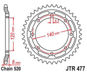 JT Sprockets Rear Steel Sprocket 45 Tooth 45T 520 Chain JTR477.45