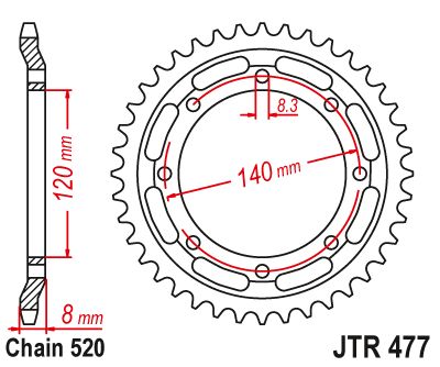 JT Sprockets Rear Steel Sprocket 45 Tooth 45T 520 Chain JTR477.45