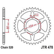 JT Sprockets Rear Steel Sprocket 45 Tooth 45T 520 Chain JTR478.45