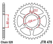 JT Sprockets Rear Steel Sprocket 46 Tooth 46T 520 Chain For Kawasaki Versys 650 KLE650C 2011 JTR478.46