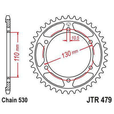 JT Sprockets Rear Steel Sprocket 39 Tooth 39T 530 Chain JTR479.39