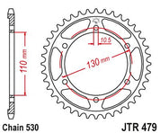 JT Sprockets Rear Steel Sprocket 45 Tooth 45T 530 Chain For Yamaha YZF R1 2004-2008 JTR479.45