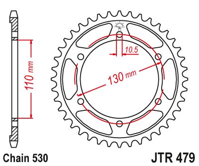 JT Sprockets Rear Steel Sprocket 45 Tooth 45T 530 Chain For Yamaha YZF R1 2004-2008 JTR479.45