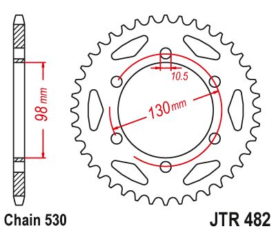 JT Sprockets Rear Steel Sprocket 47 Tooth 47T 530 Chain JTR482.47