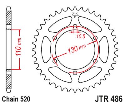 JT Sprockets Rear Steel Sprocket 47 Tooth 47T 520 Chain JTR486.47