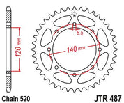 JT Sprockets Rear Steel Sprocket 46 Tooth 46T 520 Chain For Kawasaki KLE500 A7-A14 1997-2005 JTR487.46