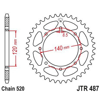 JT Sprockets Rear Steel Sprocket 46 Tooth 46T 520 Chain JTR487.46