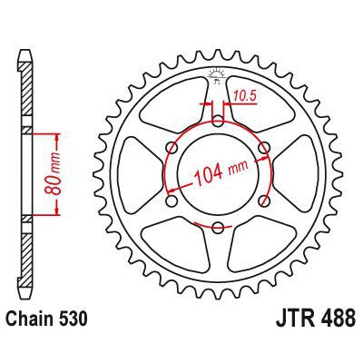 JT Sprockets Rear Steel Sprocket 38 Tooth 38T 530 Chain JTR488.38