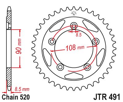 JT Sprockets Rear Steel Sprocket 40 Tooth 40T 520 Chain JTR491.40