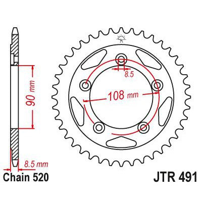JT Sprockets Rear Steel Sprocket 40 Tooth 40T 520 Chain JTR491.40