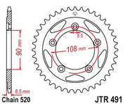 JT Sprockets Rear Steel Sprocket 40 Tooth 40T 520 Chain For Ducati 906 Paso Sports 1989 JTR491.40