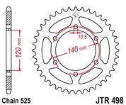 JT Sprockets Rear Steel Sprocket 39 Tooth 39T 525 Chain JTR498.39