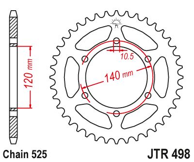 JT Sprockets Rear Steel Sprocket 39 Tooth 39T 525 Chain JTR498.39