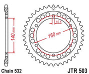 JT Sprockets Rear Steel Sprocket 45 Tooth 45T 532 Chain JTR503.45