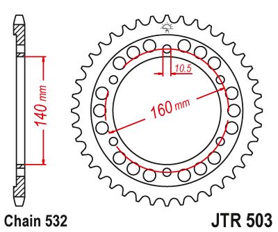 JT Sprockets Rear Steel Sprocket 45 Tooth 45T 532 Chain JTR503.45