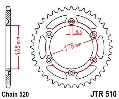 JT Sprockets Rear Steel Sprocket 48 Tooth 48T 520 Chain JTR510.48