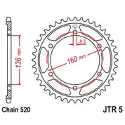 JT Sprockets Rear Steel Sprocket 49 Tooth 49T 520 Chain JTR5.49