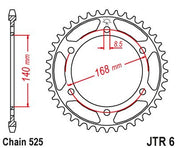 JT Sprockets Rear Steel Sprocket 42 Tooth 42T 525 Chain JTR6.42