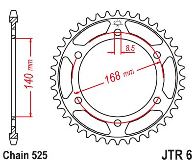 JT Sprockets Rear Steel Sprocket 42 Tooth 42T 525 Chain JTR6.42