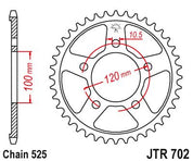 JT Sprockets Rear Steel Sprocket 44 Tooth 44T 525 Chain JTR702.44